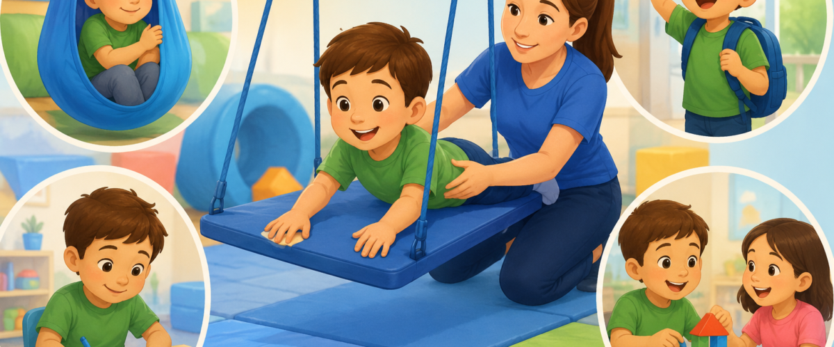 T3 Clinic child enjoying sensory integration therapy with playful activities to improve daily life skills and development