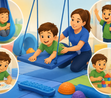 T3 Clinic child enjoying sensory integration therapy with playful activities to improve daily life skills and development 