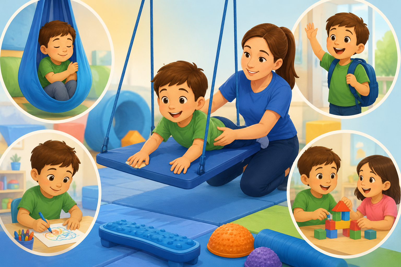 How Sensory Integration Therapy Improves Daily Life - Tender Touch Therapy Clinic T3 Clinic child enjoying sensory integration therapy with playful activities to improve daily life skills and development